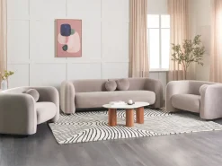 Set da salotto 5 posti LEIREN Velluto Tortora