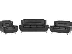 Set da salotto 6 posti LEIRA Pelle sintetica Nero