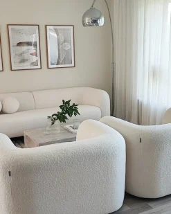 Set da salotto 4 posti LEIREN Bouclé Bianco