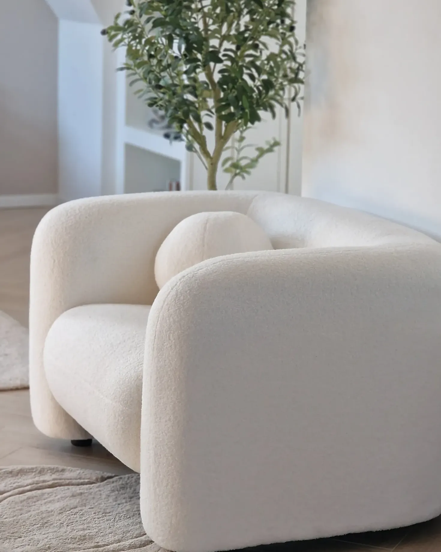 Set da salotto 4 posti LEIREN Bouclé Bianco
