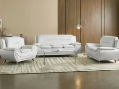 Set da salotto 6 posti LEIRA Pelle sintetica Bianco