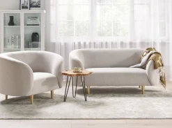Set da salotto 3 posti LOEN Tessuto Beige chiaro