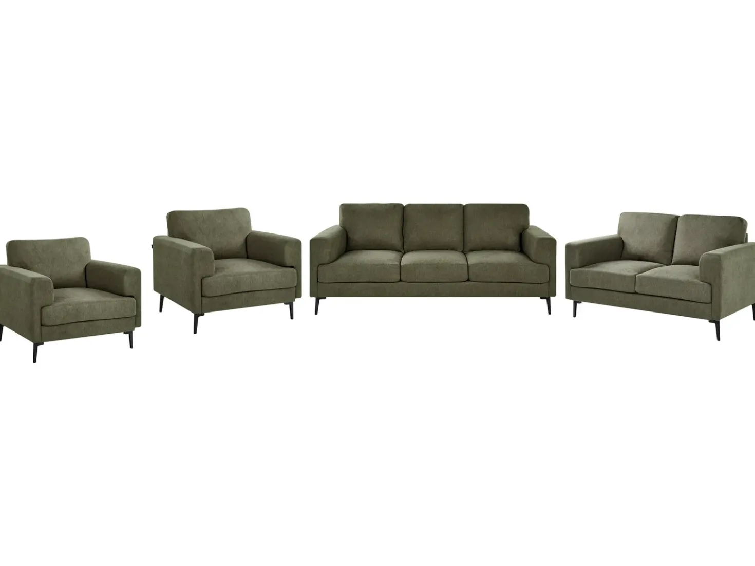 Set da salotto 7 posti LOUSTO Tessuto Verde
