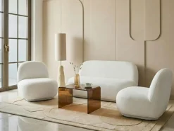 Set da salotto 4 posti LOVBERG Tessuto Bianco sporco