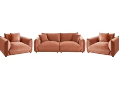 Set da salotto 5 posti LUVOS Velluto Marrone dorato