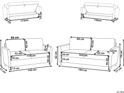 Set da salotto 5 posti MARE Tessuto Tortora con contenitore