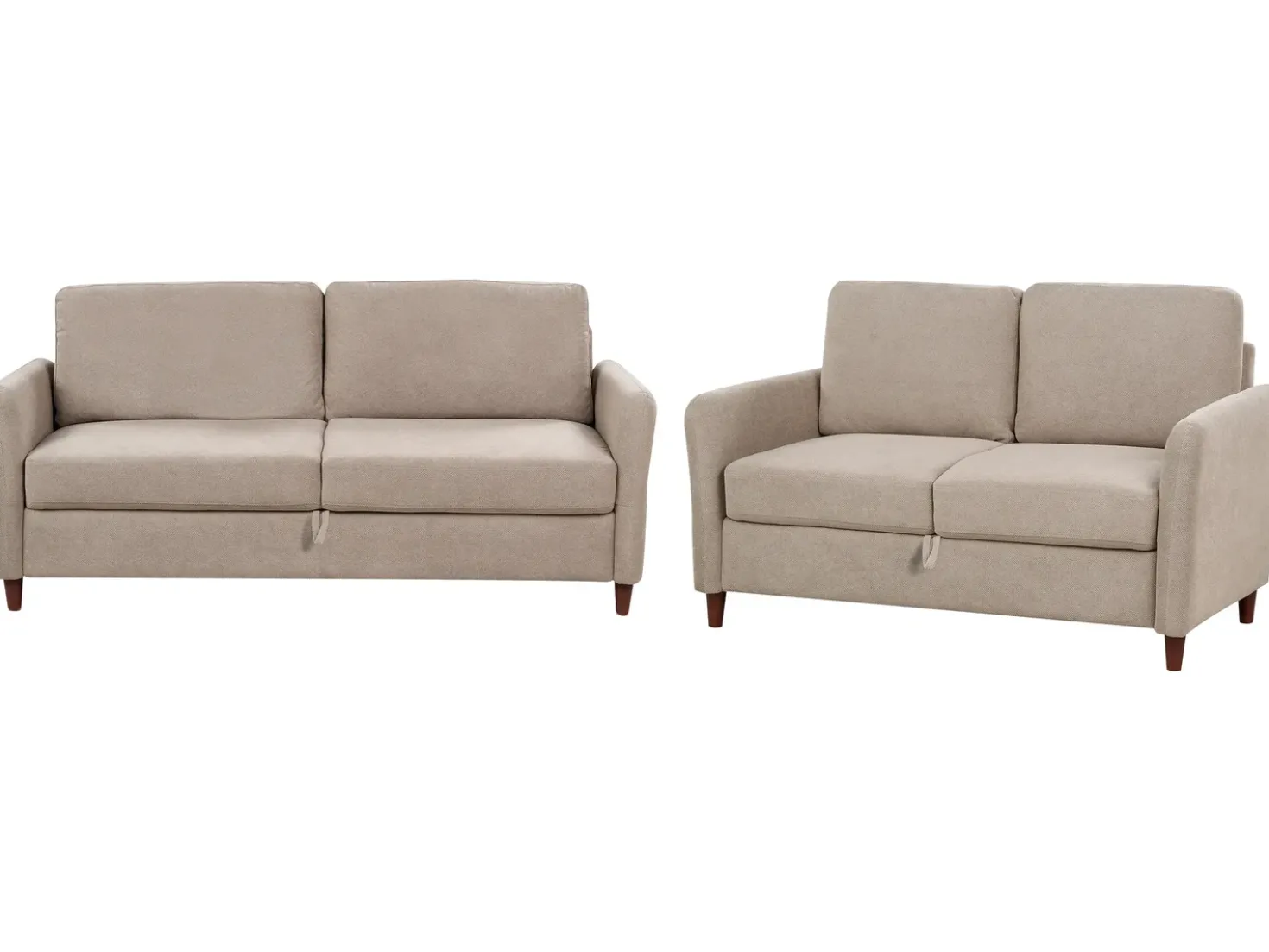 Set da salotto 5 posti MARE Tessuto Tortora con contenitore