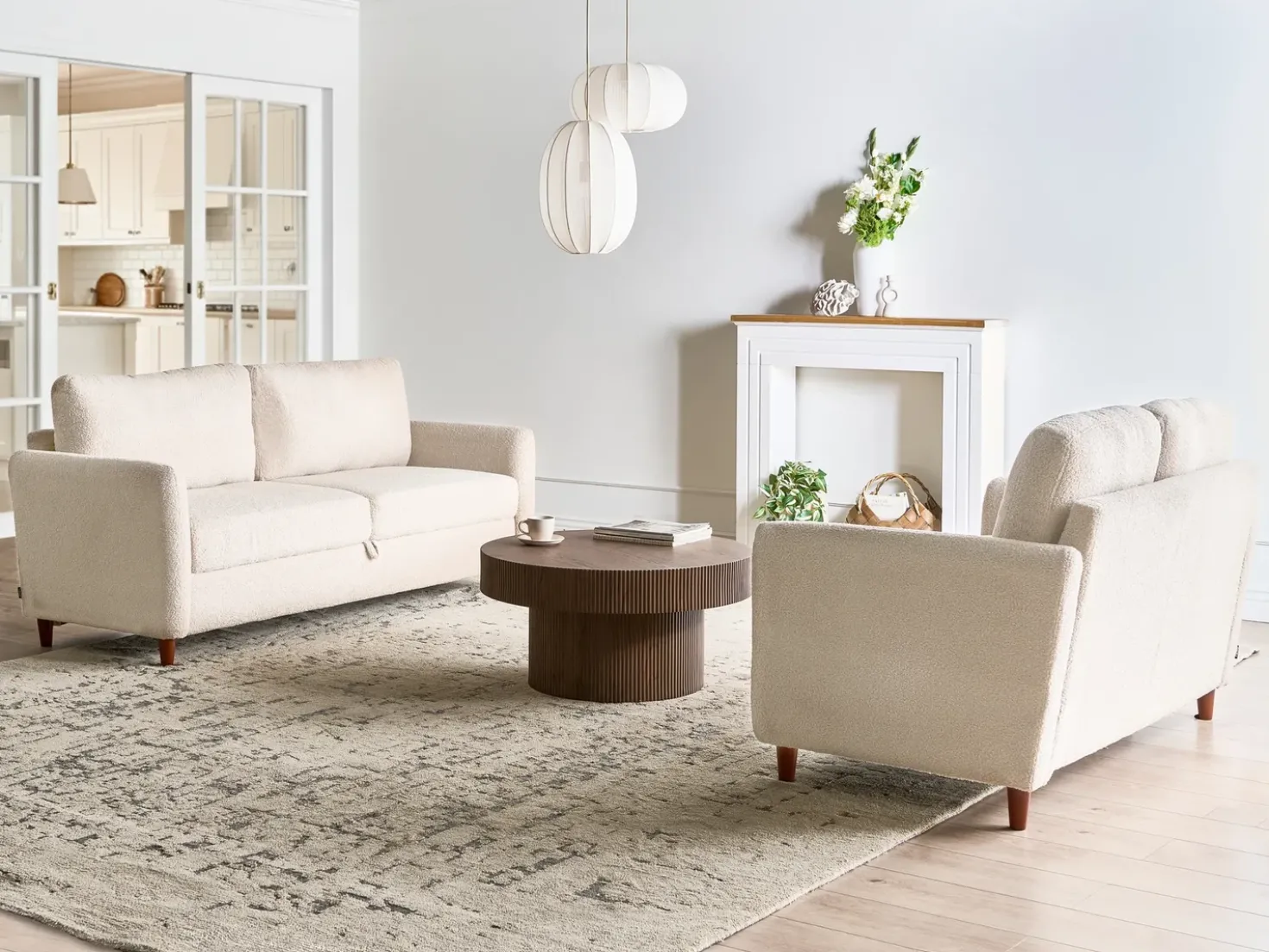 Set da salotto 5 posti MARE Bouclé Beige