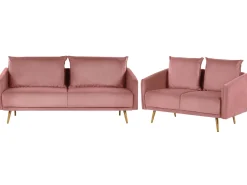Set da salotto 5 posti MAURA Velluto Rosa