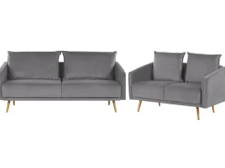 Set da salotto 5 posti MAURA Velluto Grigio