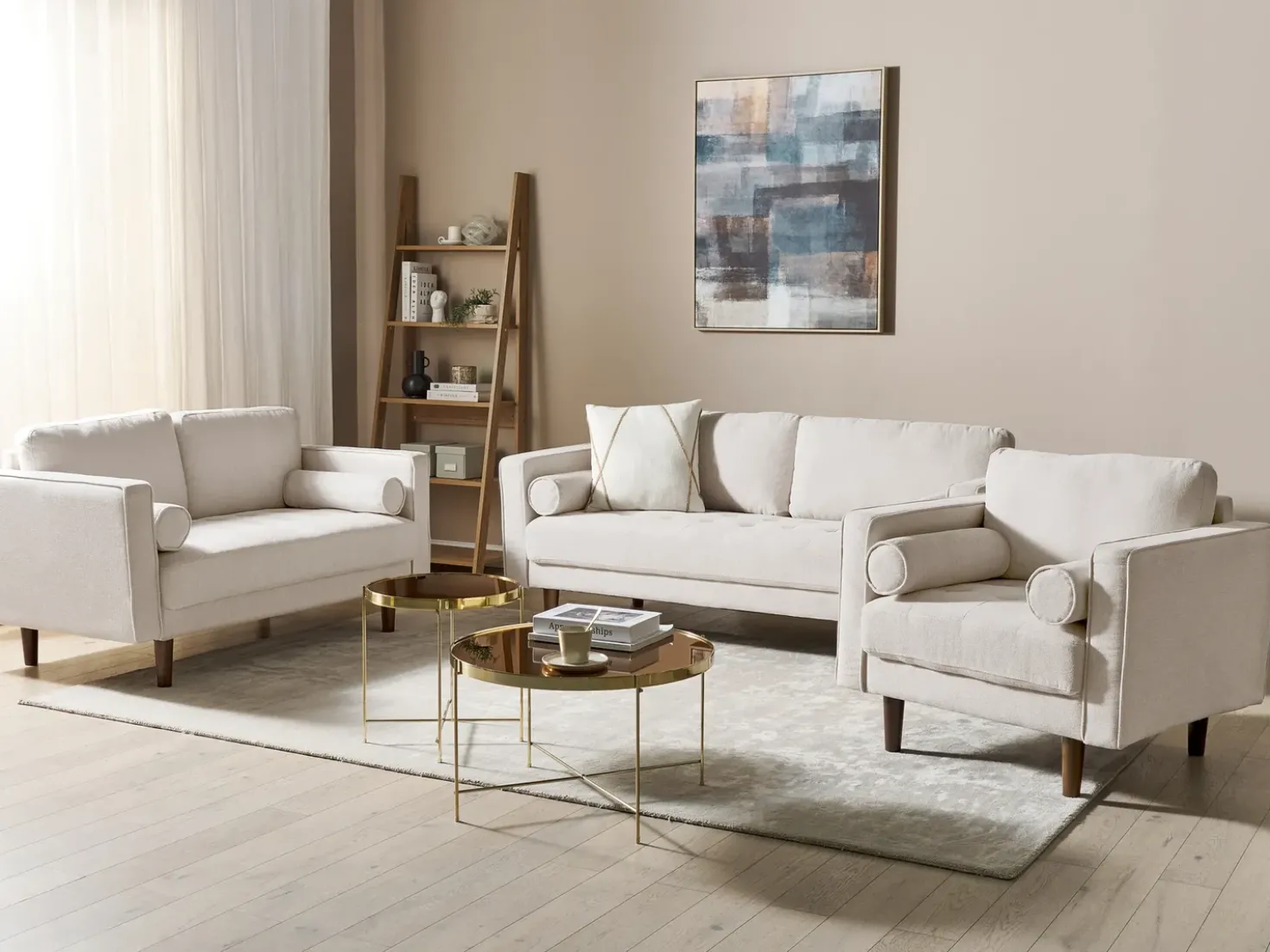 Set da salotto 6 posti NURMO Tessuto Beige chiaro