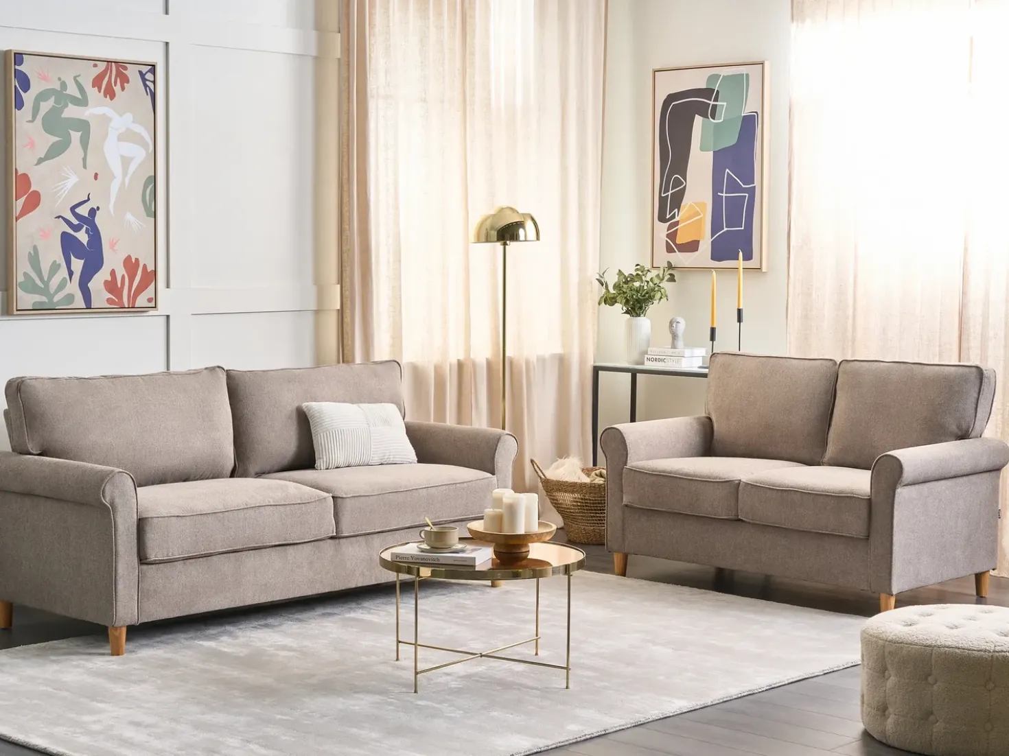 Set da salotto 5 posti RONNEBY Tessuto Marrone chiaro