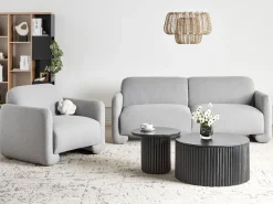 Set da salotto 4 posti SALAND Tessuto Grigio