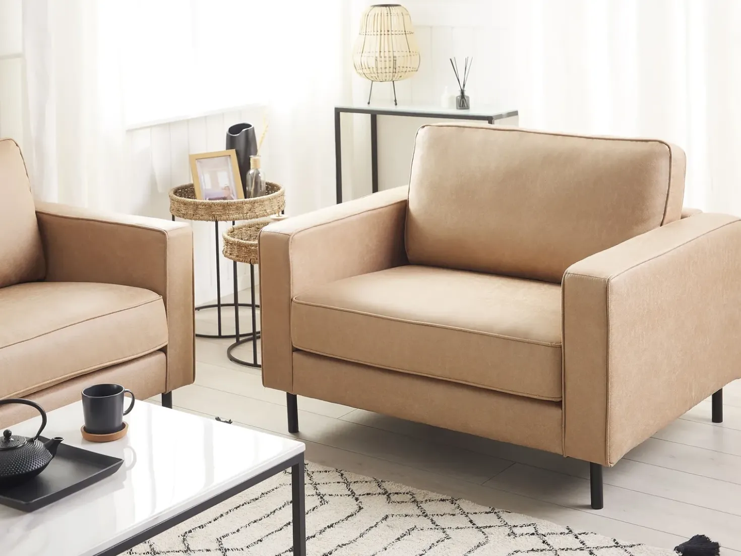 Set da salotto 4 posti SAVALEN Pelle sintetica Beige
