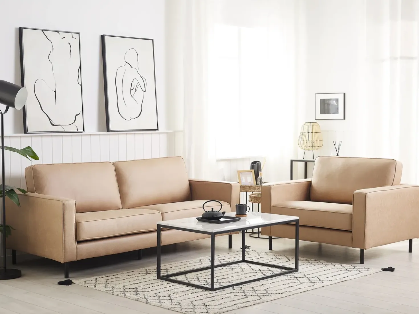 Set da salotto 4 posti SAVALEN Pelle sintetica Beige