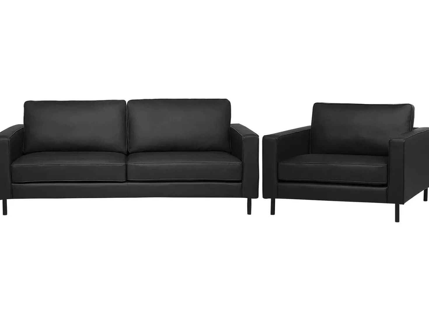 Set da salotto 4 posti SAVALEN Pelle naturale Nero