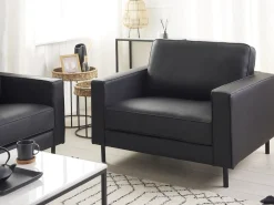 Set da salotto 4 posti SAVALEN Pelle naturale Nero