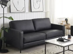 Set da salotto 4 posti SAVALEN Pelle naturale Nero