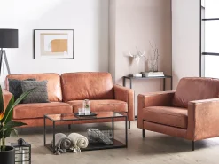 Set da salotto 4 posti SAVALEN Pelle sintetica Marrone dorato