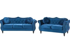 Set da salotto 5 posti SKIEN Velluto Blu marino