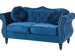 Set da salotto 5 posti SKIEN Velluto Blu marino