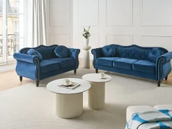 Set da salotto 5 posti SKIEN Velluto Blu marino