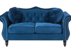 Set da salotto 5 posti SKIEN Velluto Blu marino