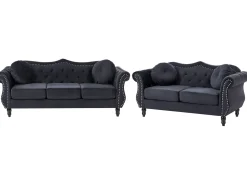 Set da salotto 5 posti SKIEN Velluto Nero
