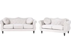 Set da salotto 5 posti SKIEN Velluto Beige chiaro