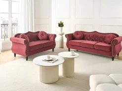 Set da salotto 5 posti SKIEN Velluto Rosso scuro