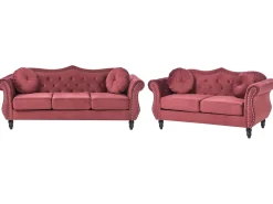 Set da salotto 5 posti SKIEN Velluto Rosso scuro