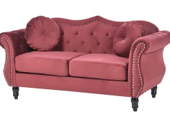 Set da salotto 5 posti SKIEN Velluto Rosso scuro