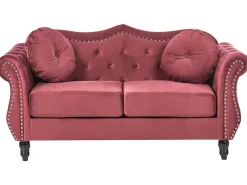 Set da salotto 5 posti SKIEN Velluto Rosso scuro