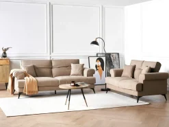 Set da salotto 5 posti SKIVE Tessuto Marrone chiaro