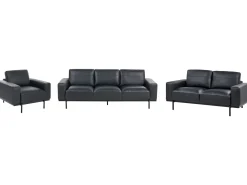 Set da salotto 6 posti SOVIK Pelle sintetica Nero