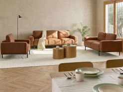Set da salotto 6 posti SOVIK Pelle sintetica Marrone