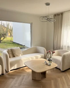 Set da salotto 5 posti VELTADA Velluto Bianco sporco