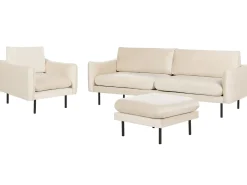 Set da salotto 5 posti VINTERBRO Velluto Beige chiaro con ottomana
