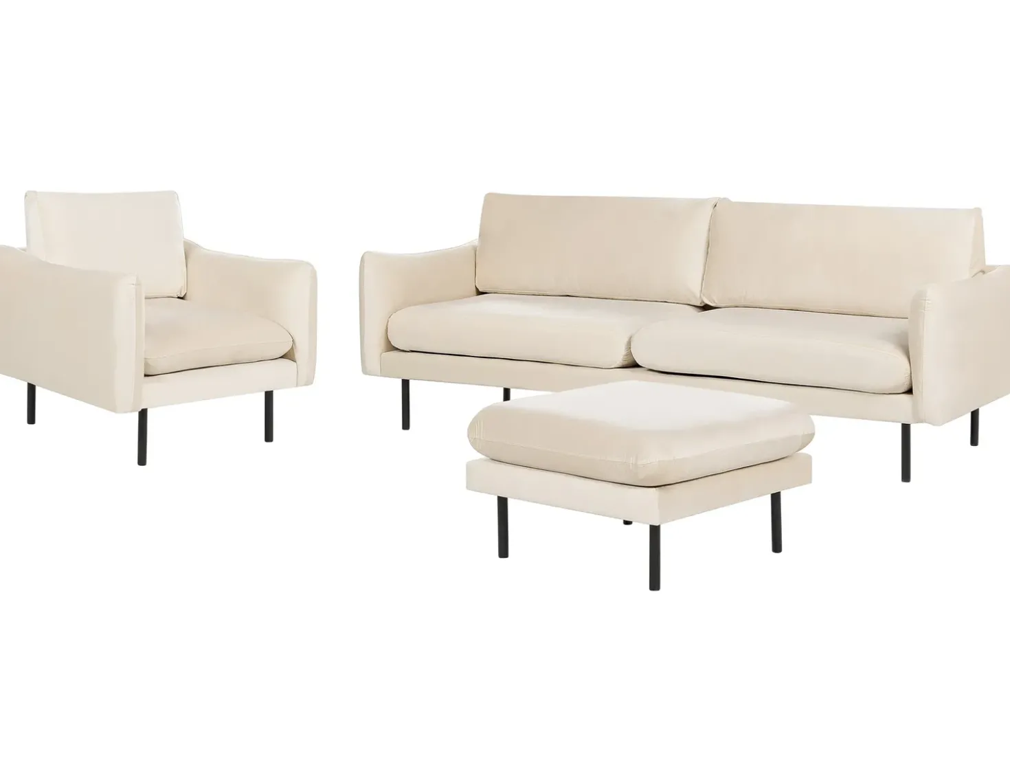 Set da salotto 5 posti VINTERBRO Velluto Beige chiaro con ottomana