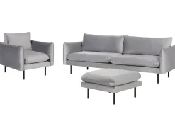 Set da salotto 5 posti VINTERBRO Velluto Grigio con ottomana