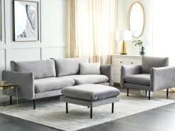 Set da salotto 5 posti VINTERBRO Velluto Grigio con ottomana