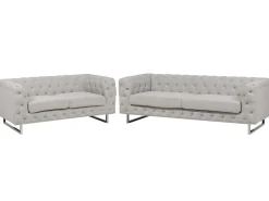 Set da salotto 5 posti VISSLAND Tessuto Beige chiaro