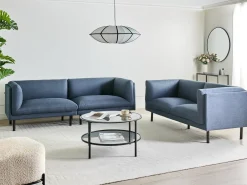 Set da salotto 5 posti VORGOD Tessuto Blu scuro