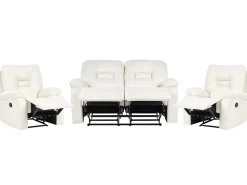 Set da salotto con poltrona reclinabile manuale 4 posti BERGEN Pelle sintetica Bianco