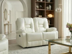 Set da salotto con poltrona reclinabile manuale 4 posti BERGEN Pelle sintetica Bianco