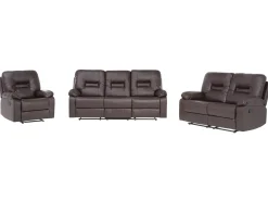 Set da salotto con poltrona reclinabile manuale 6 posti BERGEN Pelle sintetica Marrone