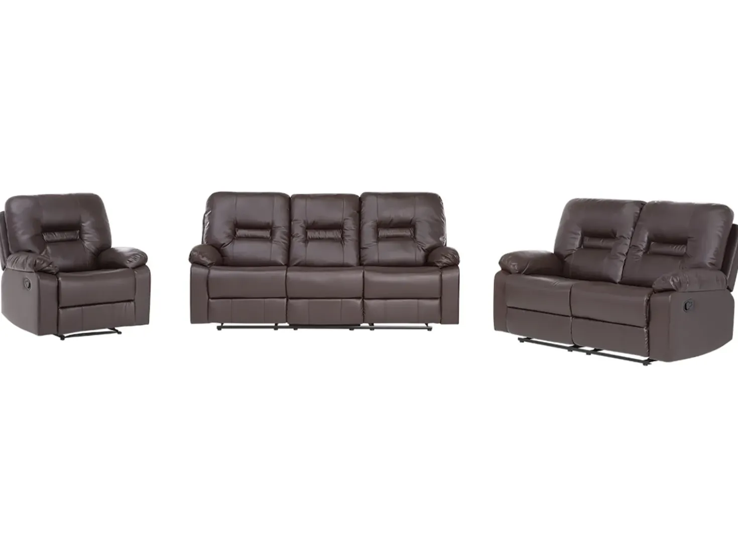 Set da salotto con poltrona reclinabile manuale 6 posti BERGEN Pelle sintetica Marrone