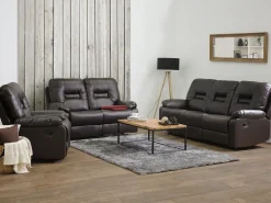 Set da salotto con poltrona reclinabile manuale 6 posti BERGEN Pelle sintetica Marrone