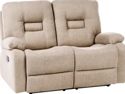 Set da salotto con poltrona reclinabile manuale 6 posti BERGEN Tessuto Beige