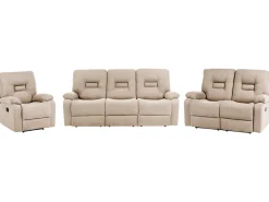 Set da salotto con poltrona reclinabile manuale 6 posti BERGEN Tessuto Beige